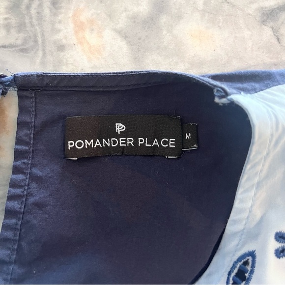 Pomander Place Tuckernut Navy Blue Embroidered Women's Dress Tunic Size Medium - Picture 5 of 10